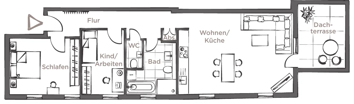 Grundriss der Wohnung 06, 1. Obergeschoss, 3 Zimmer